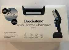 Brookstone Mini Electric Chainsaw 7-Piece Cordless Set for Trimming/Pruning