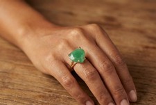 Green Aventurine Ring Anemone 14k Gold Filled Heart Cut Double Band