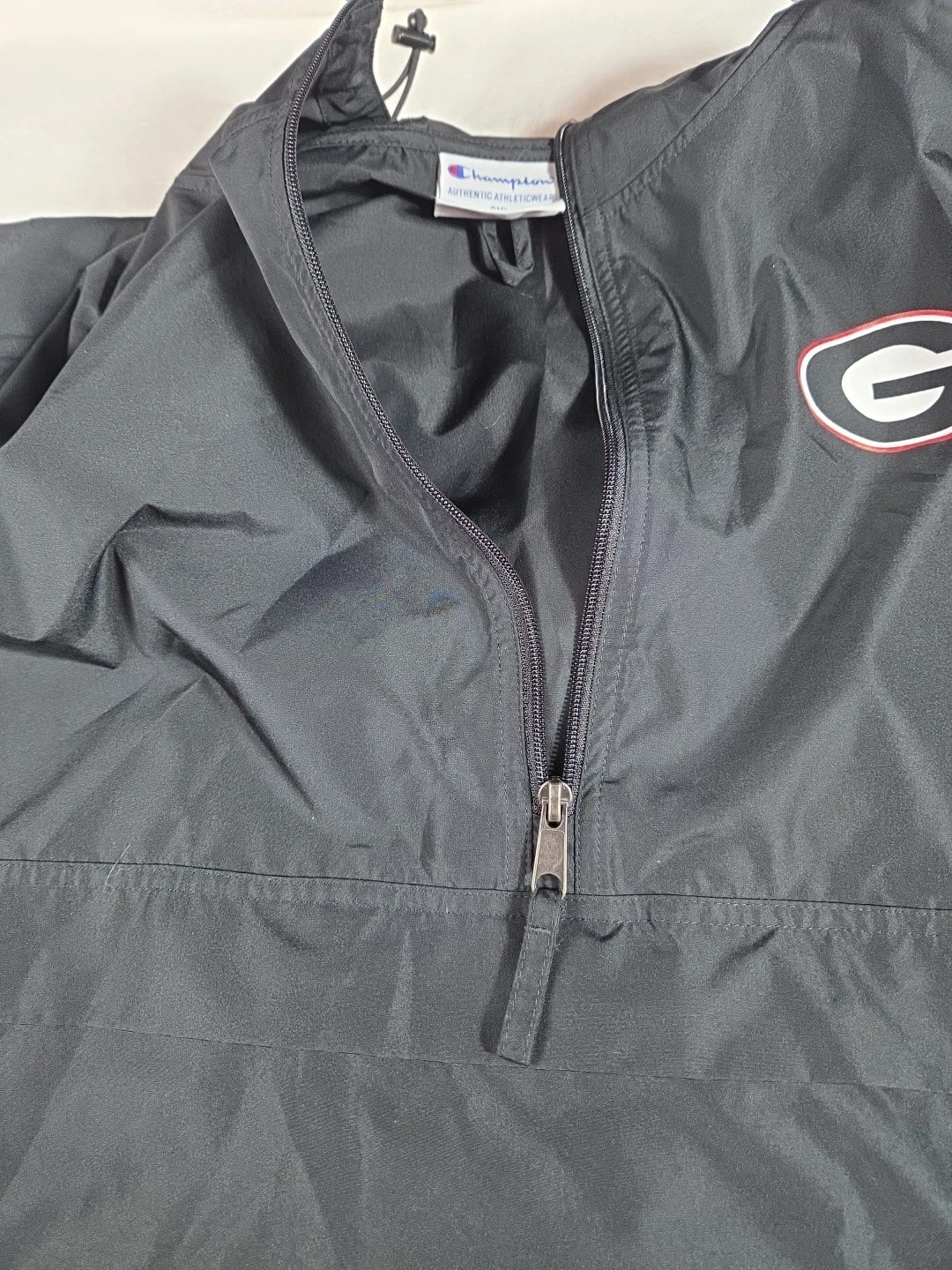 Champion Georgia Bulldog Mens 2XL Black Pullover Windbreaker Hoodie Jacket image 13