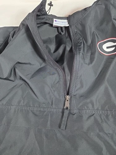 Champion Georgia Bulldog Mens 2XL Black Pullover Windbreaker Hoodie Jacket image 13