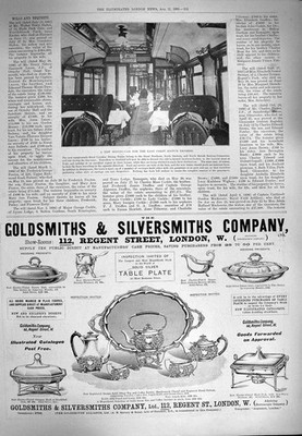 Original Old Antique Print 1900 Dining Car Scotch Express Train Eno Fruit Salt