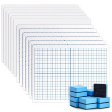 Dry Erase Boards with Grid  Blank Side - 24-Piece Double-Sided 9" x 12" - Wh...