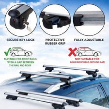 Aluminium Roof Rack Bars Pair Raised Rails 135cm Lockable For Renault