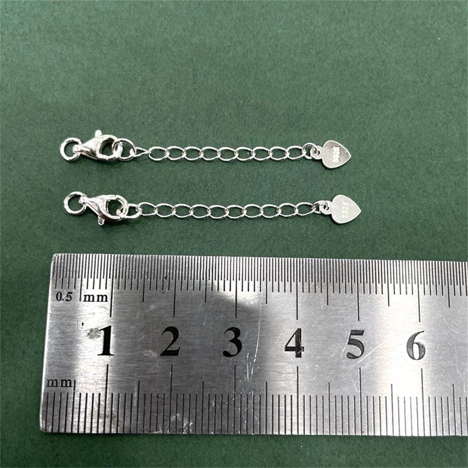 925 Sterling Silver Extender Necklace Extension with Heart Charm, Clip on Clasp - Image 3 of 4