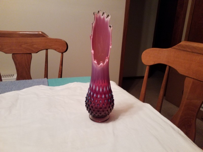 VINTAGE 12 + FENTON PLUM HOBNAIL OPALESCENT ART GLASS  NICE