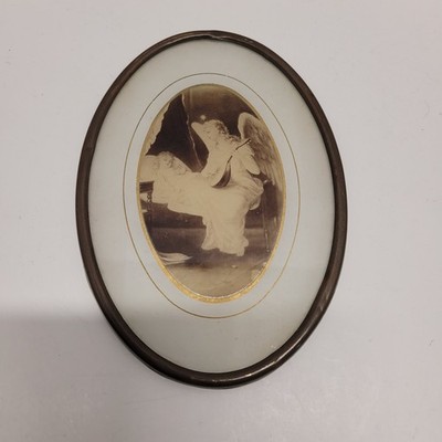 Antique Framed ''Guardian Angel by Bed'' Picture Late 1800s