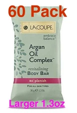 Lot of 60 LaCoupe Argan Oil Complex Body Bar Soap 1.3oz Hotel Travel Size