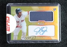 2013 Finest Jumbo Relic Rookie Refractor Gold 34/50 Jackie Bradley Jr Auto uk2