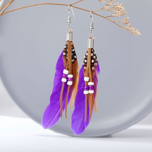 Boho Feather Bead Tassel Dreamcatcher Earrings Hook Women Wedding Jewelry Gift// - Picture 17 of 34