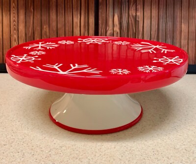 Threshold Red Snowflake Cake Stand Dessert Display Cottagecore Farmhouse Baking
