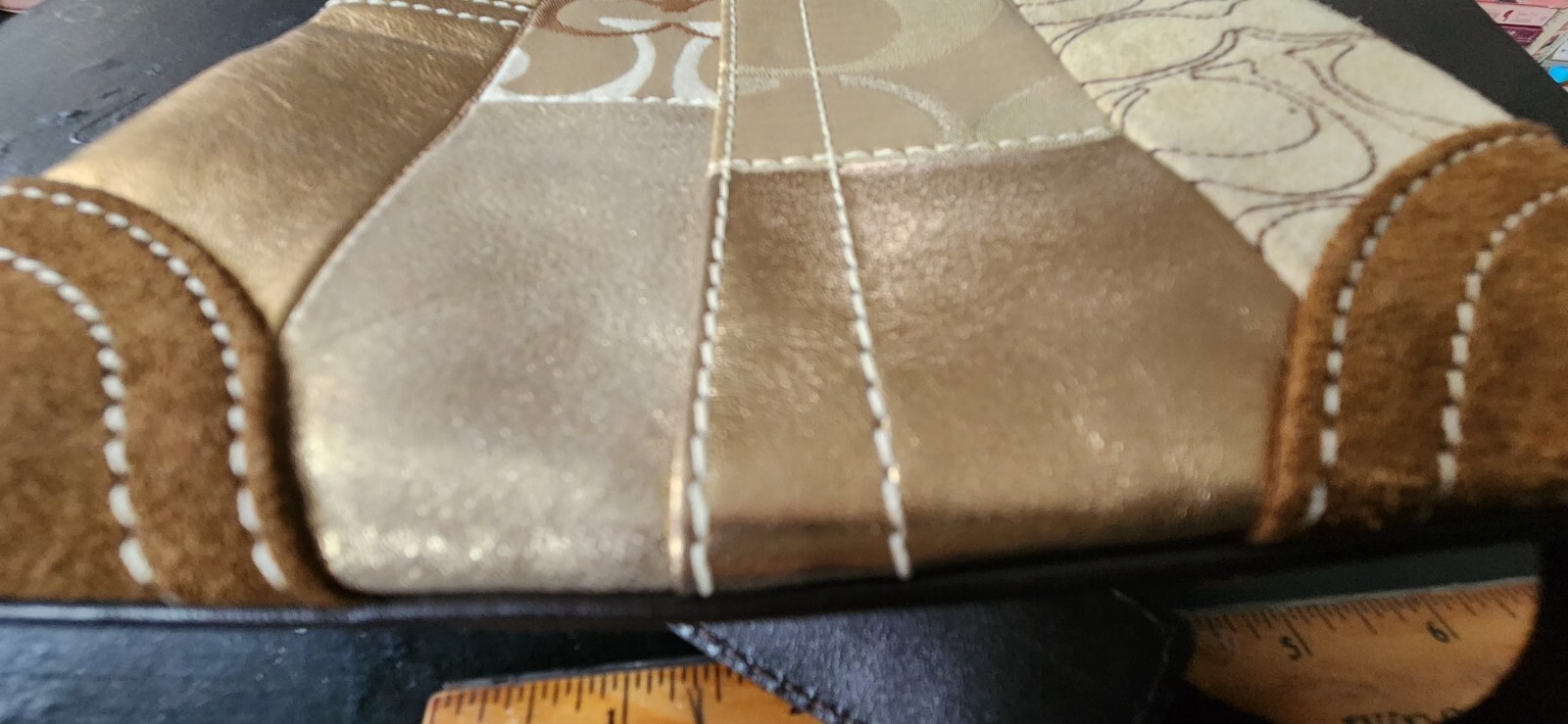 Coach Patchwork letter Swingpack browngold Messen… - image 3