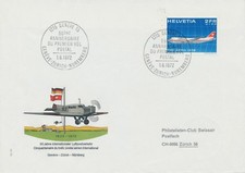 SCHWEIZ 1972 50 Jhr Int.Luftpostverkehr Sonderflug SWISSAIR GENF–ZÜRICH–NÜRNBERG