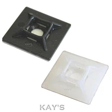 SELF ADHESIVE CABLE TIE ZIP TIES MOUNT FIXING BASES BLACK / WHITE 19mm 25mm 28mm
