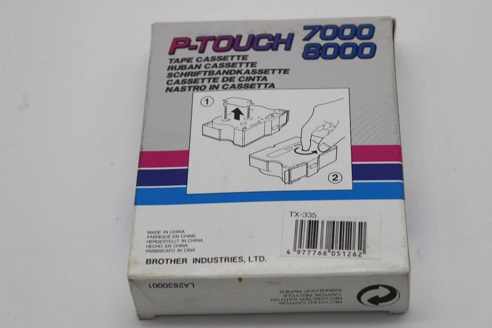 Genuine Brother TX-335 - 12mm x 15m Tape, White on Black, NOS - image 2 of 4