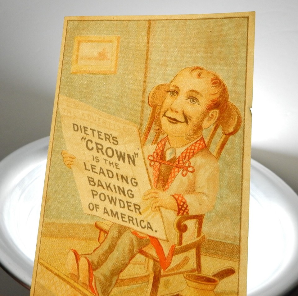 VICTORIAN DIETER'S CROWN BAKING POWDER HOLD TO LIGHT LEGIBLE TRADE CARD