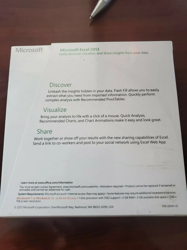 Microsoft Excel 2013 Retail DVD Install PC Windows 1 PC Non Commercial Use - Image 2 of 3