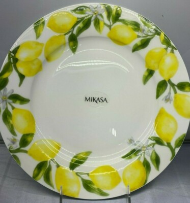 Set of 8 Mikasa Lemon Lemons Dinner Plates 11 '' New NWT Porcelain