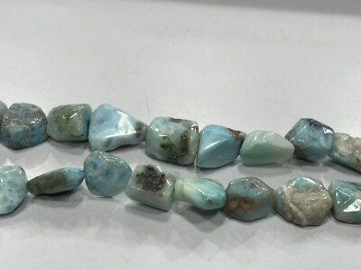 Larimar Nuggets Tumbled Smooth 8x10 -10x14 mm Gemstone Beads 18''inch 1 Necklace