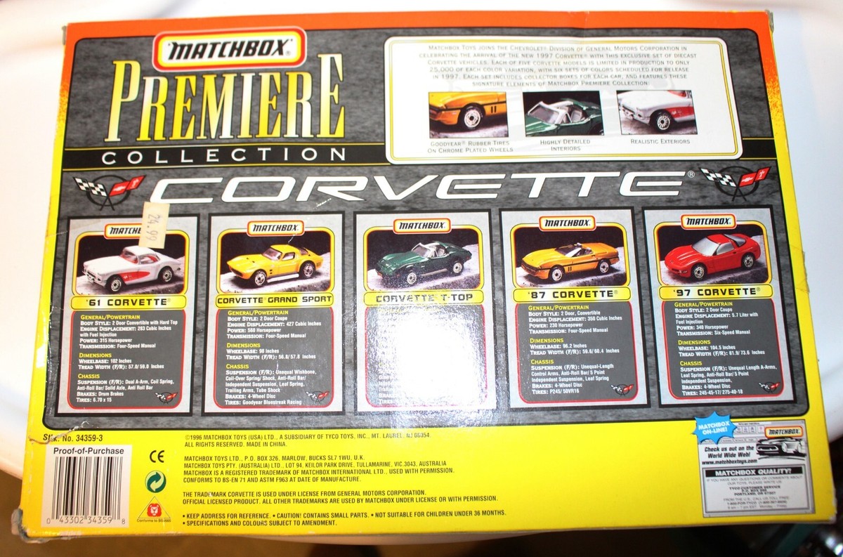 1996 Matchbox Premiere Collection Corvette Set Limited 1 of 25 000