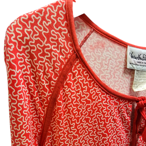 1970's Vintage DVF Diane Von Furstenberg Keyhole Graphic T-shirt Dress - Size 12 - Picture 6 of 6