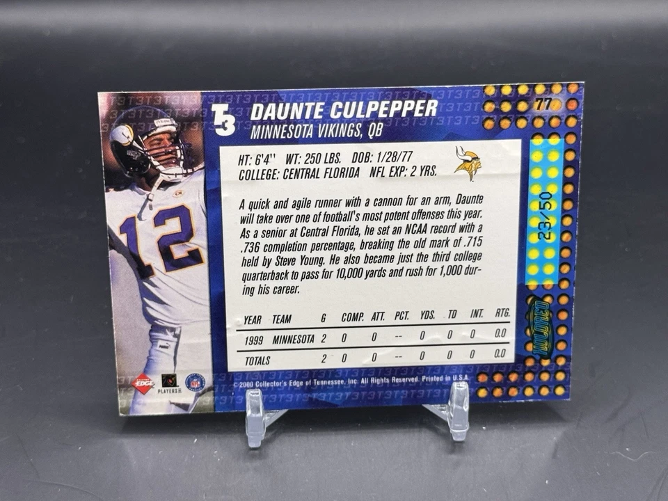 2000 Collector's Edge T3 HoloRed #77 Daunte Culpepper /50 Vikings - Image 2 of 2