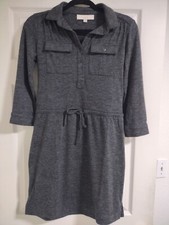 Size XXS - LOFT Women's Gray Shirt Dress With Pockets