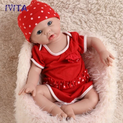 IVITA 19" Xmas Gift New Silicone Rebirth Baby Girl Doll Accompany Waterproof