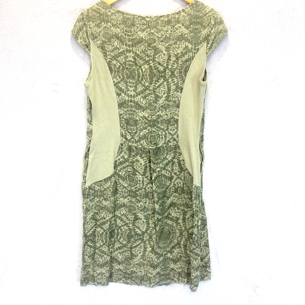 Lina Tomei Linen Shift Dress Womens Medium Green Italy Summer Beach Party  Knee