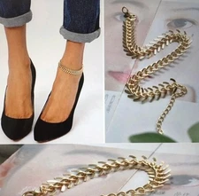 Womens Gold Fishbone Chain Anklets Ankle Bracelet Foot Jewelry