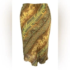 Vintage Classic Paisley Gold/Brown/Green Shirt Women Med