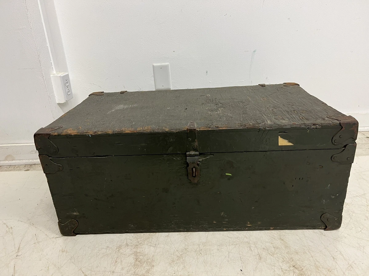 wood vintage military foot locker