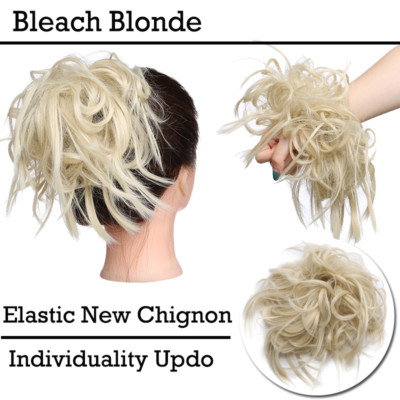 NEW ARRIVALS!! 7'' Long Messy Curly Bun Real As Human Hair Extensions Ombre Pc US