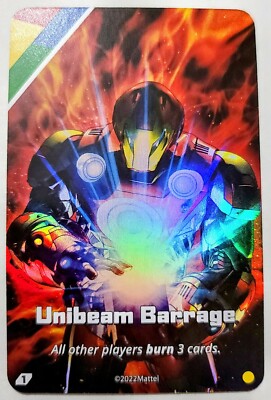 2022 IRON MAN UNO Ultimate Marvel 1st Edition Unibeam Barrage Rare Foil Card