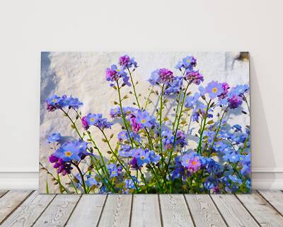 Vergissmeinnicht wilde Blumen lila und grün Leinwand Bild Druck Vergissknoten