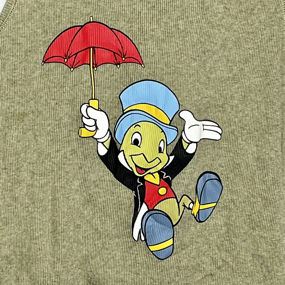 迪士尼商店女式大号吉米尼曲柄吉米绿色罗纹背心无旗子 — 第 2/4 张图片