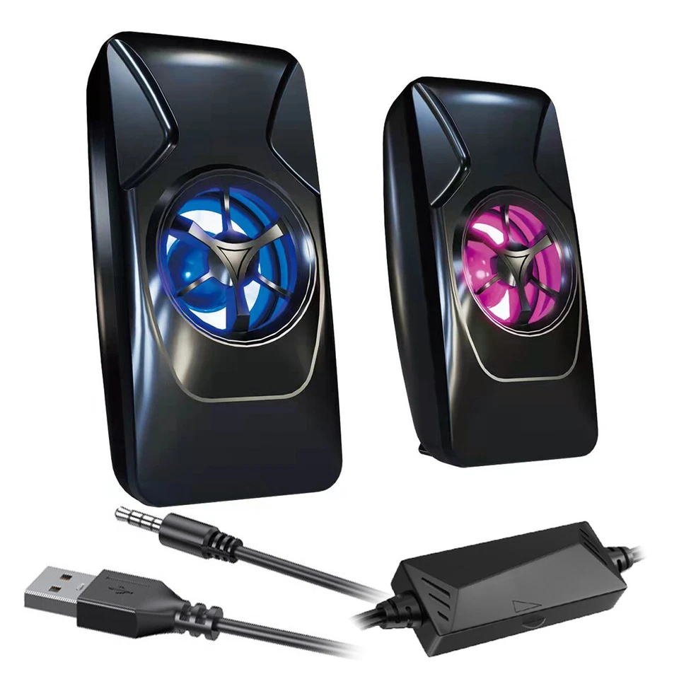 P49C PC Lautsprecher, USB Computer Multimedia Box 6W mit Bunter LED-Beleuchtung