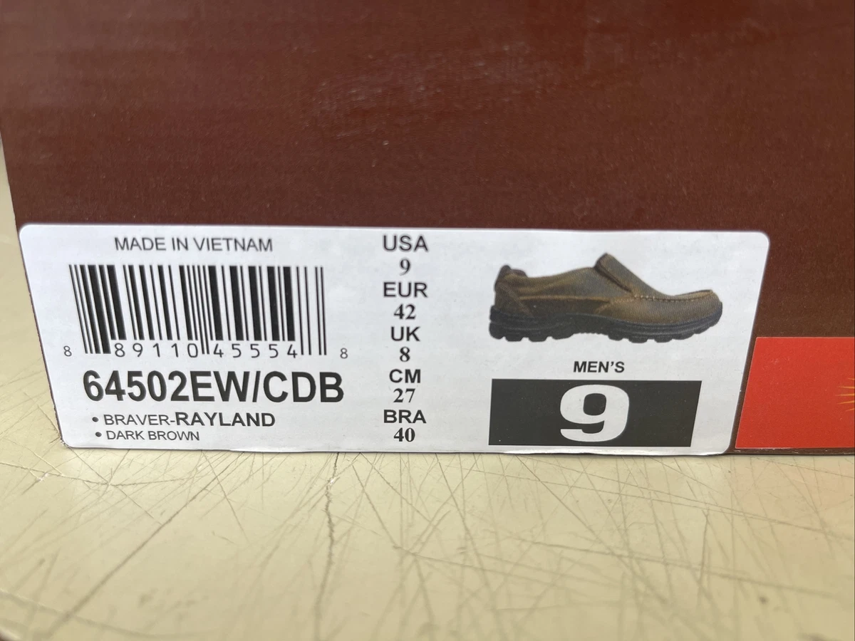 PICK SIZE Skechers Mens Relaxed Fit Memory Foam Dark Brown Braver
