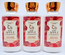 3 BATH  BODY WORKS RUBY APPLE  ROSEWOOD 24 HOUR MOISTURE BODY LOTION 8oz NEW