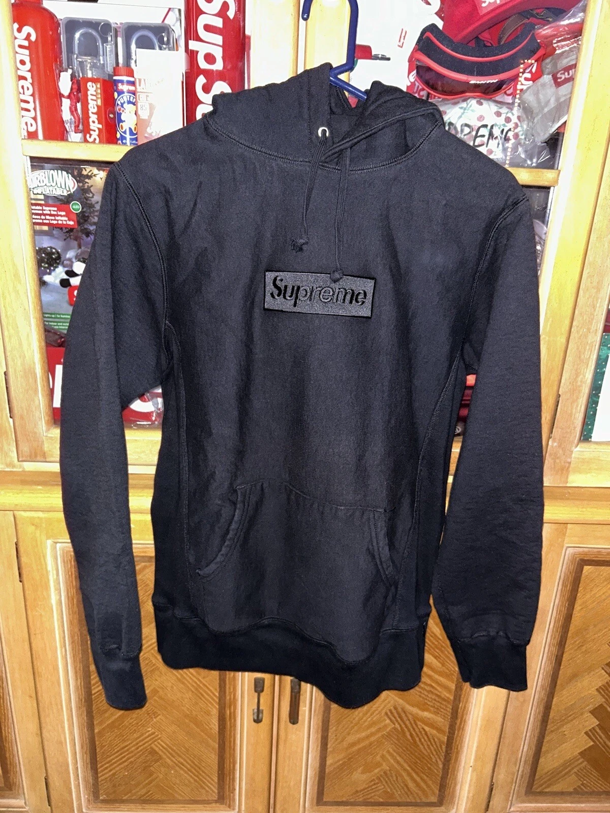 Sweat à capuche Supreme Tonal Box Logo FW14 taille M noir à capuche