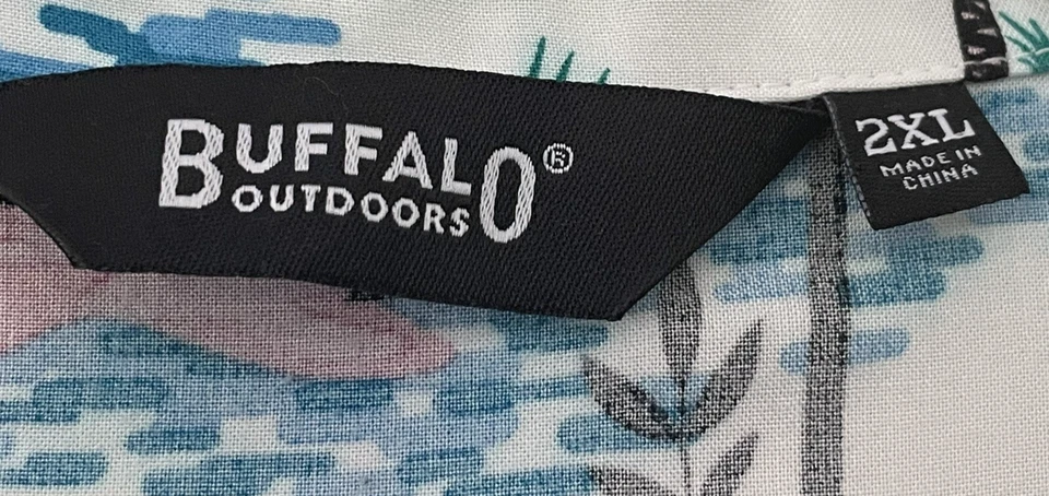 Camisa hawaiana Buffalo Outdoors para hombre talla 2XL 100 % rayón refrescante brisa playa sol Foto 4 de 4