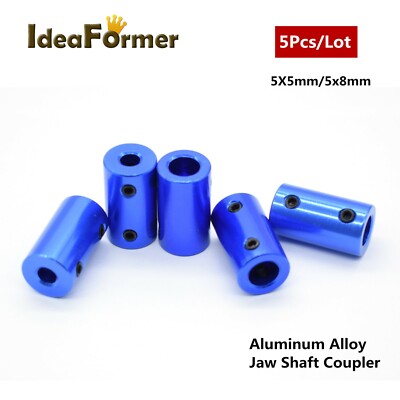 5Pcs Blue Flexible Jaw Shaft Coupler Screw Bore 5x5/5x8mm For 3D Printer Motor