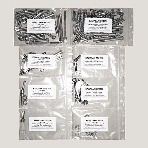 Kit visserie moteur inox Kawasaki GPZ 550 ZX550 1981 allen