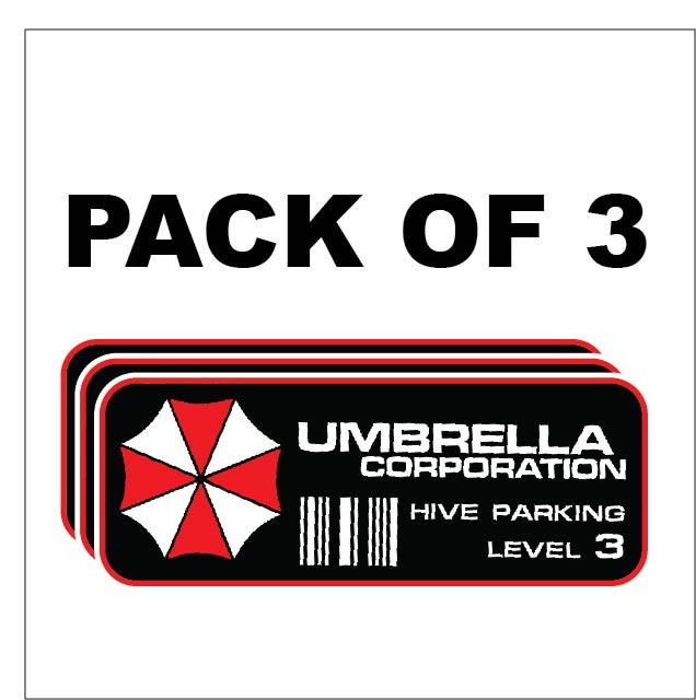 3pk Umbrella Corporation Hive Parking Level 3 Resident Evil Zombie Decal Sticker