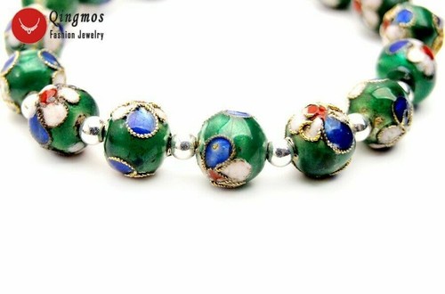 Pulsera Cloisonne Verde Redonda 10mm para Mujer Joyería China Característica Pulsera - Imagen 3 de 7