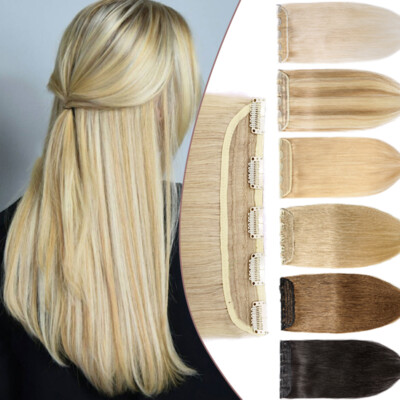 100% One Piece Clip In Remy Human Hair Extensions 3/4 Full Head THICK/Standard