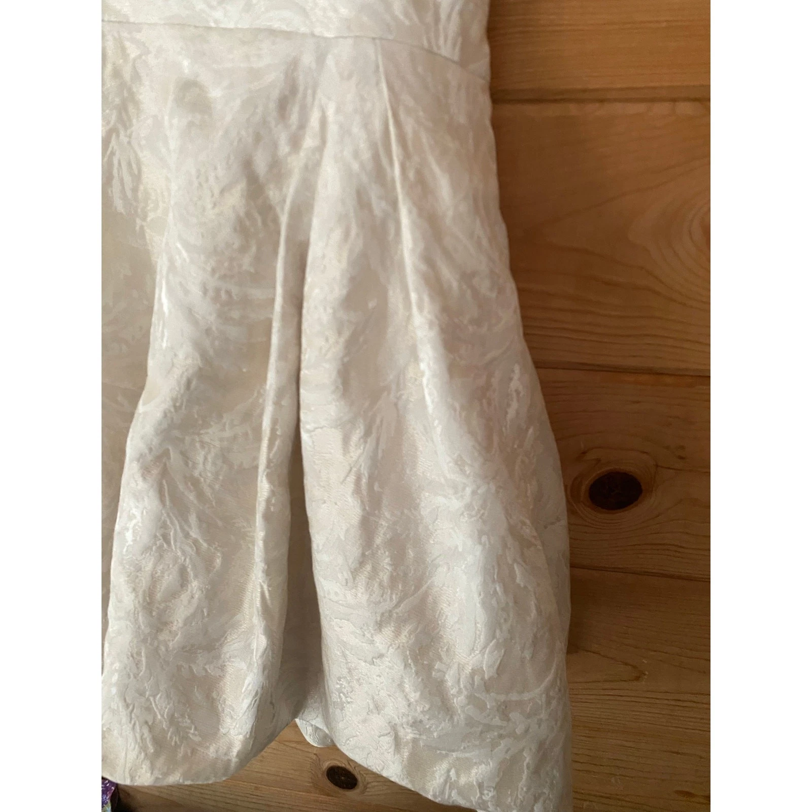 OFF WHITE Mini abito senza spalline Monique Lhullier jacquard bianco sporco con tasche taglia 4