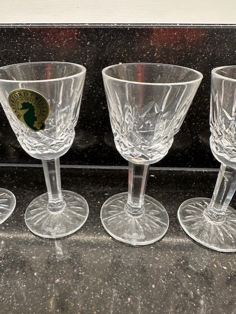 8 Vintage Marked Waterford Ireland Cut Crystal Lismore 3.5" Apertif Cordials