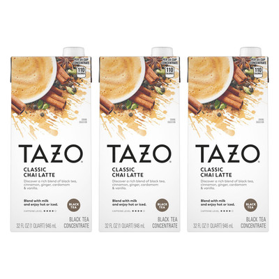 Tazo Classic Chai Latte Black Tea Concentrate, 32 oz, 3-pack