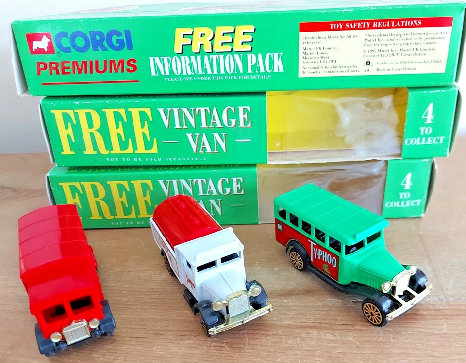 THREE Corgi Matchbox Vintage Van diecast models, in Typhoo Tea boxes. — 第 3/4 张图片