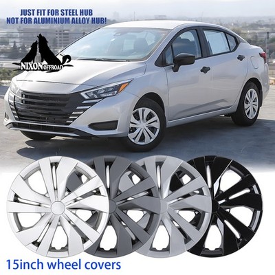 4 Pack 15'' Snap-on Hubcaps for 2007-2025 NISSAN VERSA Steel Wheel Covers R15